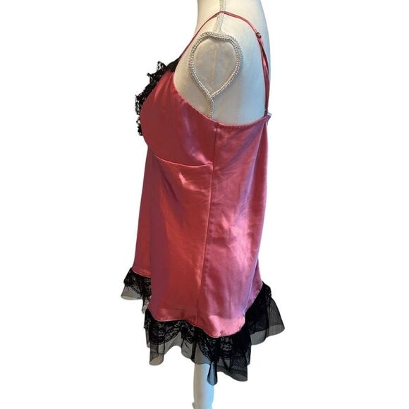 Flora Pink Satin Lingerie Sexy Nightgown Size Large - Picture 3 of 6